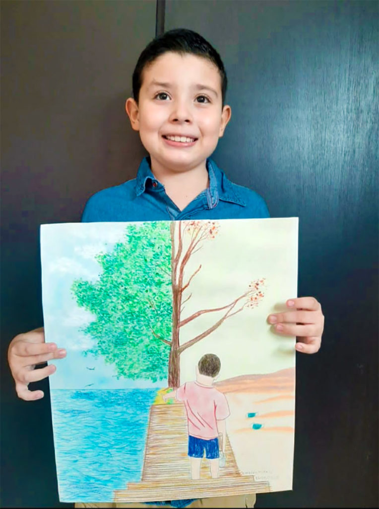 Oswaldo Novelo, obtuvo el tercer lugar en el Concurso Nacional de Dibujo y Pintura Infantil y Juvenil 2020
