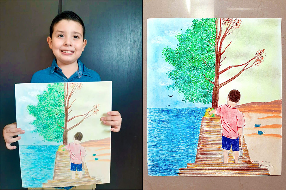 Oswaldo Novelo, del municipio de Conkal, obtuvo el tercer lugar en el Concurso Nacional de Dibujo y Pintura Infantil y Juvenil 2020